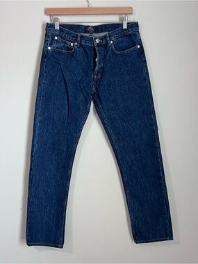 APC Petit Standard Jeans 30 Droit Etoit Button Fly Cotton Indigo Dark Denim